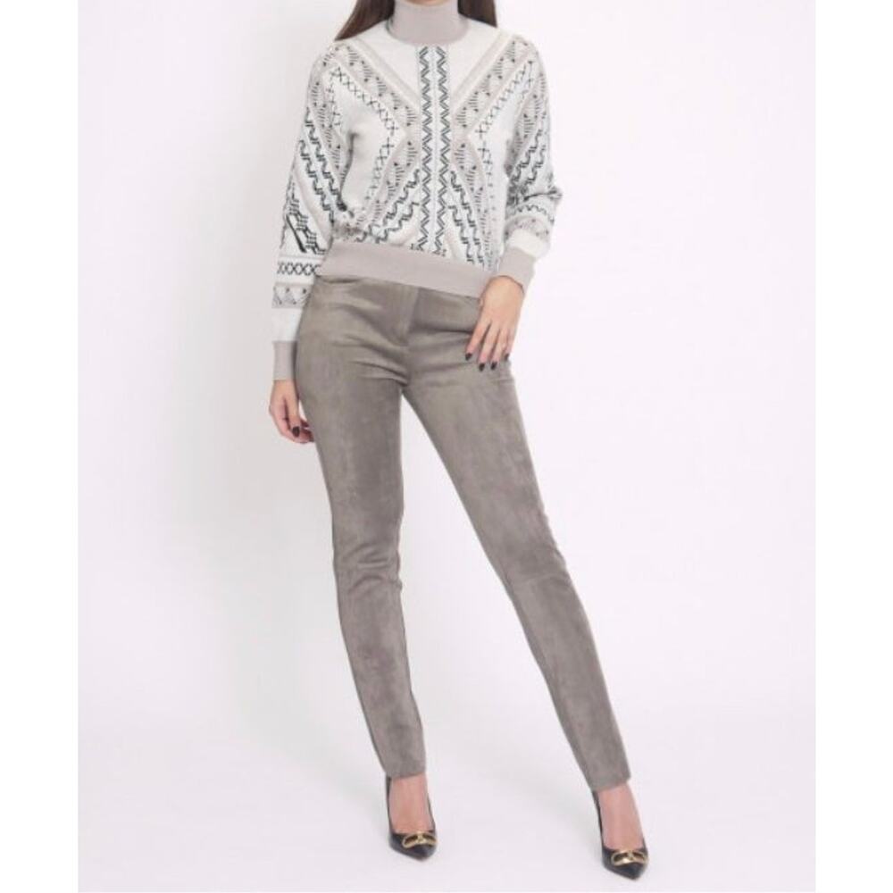 TRICOT CHIC WOMAN Corduroy PANTS TAUPE SZ 6 Made in Italy